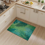 Teal Palm Leaf Textured Coastal Area Rug
