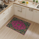 Pink Teal Gold Persian Medallion Area Rug
