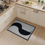 Black White Geometric Wave Area Rug