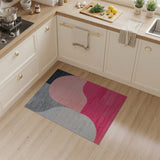 Abstract Pink Curves on Grey Area Rug