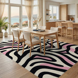 Abstract Area Multi-color and Patterns Abstract Pink Wave Area Rug