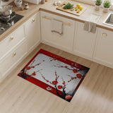 Red Red Plum Blossom Oriental Area Rug