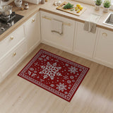 Red Snowflake Ornate Area Rug