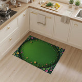 Lush Green Center Vibrant Floral Border Area Rug