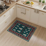 Festive Teal Christmas Trees Area Rug