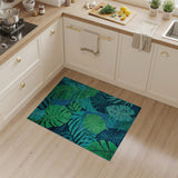 Lush Monstera Palm Leaf Navy Area Rug