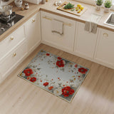 Red Red Peony Floral Vintage Area Rug