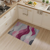 Pink Abstract Wavy Pink Grey Area Rug