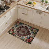 Vintage Lace Heart Rose Garden Area Rug