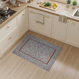 Grey Red Geometric Tribal Area Rug