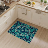 Teal Mandala Geometric Geometric Modern Area Rug