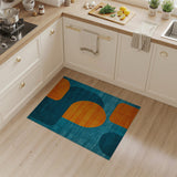ODIKA Abstract Geometric Orange and Teal Washable Low Pile Area Rug