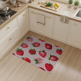 Whimsical Strawberry Cross-Stitch Pink Area Rug