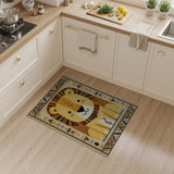 Yellow Adorable Cartoon Lion Kids Area Rug