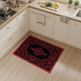 Ornate Red Border Black Persian Rug