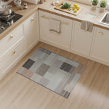 Modern Geometric Block Area Rug in Grey Beige
