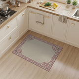 Ornate Red Floral Border Beige Area Rug