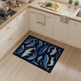 Playful Indigo Whale Ocean Area Rug