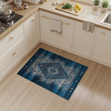 Blue Teal Southwestern Diamond Pattern Area Rug