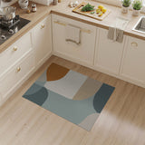 Teal Orange Curved Abstract Area Rug