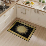 Golden Sunburst on Starry Black Area Rug