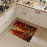 Fiery Red Autumn Forest Path Area Rug