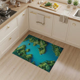 Lush Green Forest River Bend Area Rug