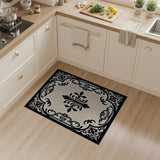 Ornate Black Damask Beige Area Rug