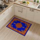 Vibrant Blue Persian Sunflower Medallion Rug