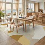 Beige Abstract Washable Area Rug