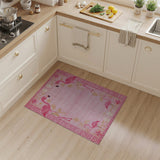 Pink Flamingo Area Rug with Ornate Borders
