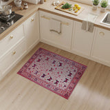 Floral Vintage Pink Pink Butterfly Floral Area Rug