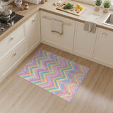 Pastel Paw Print Chevron Kids Rug