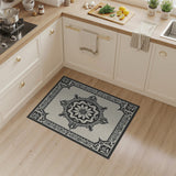 Ornate Black Mandala Cream Area Rug