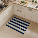 Navy White Striped Golden Starfish Area Rug