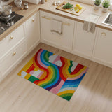 Multi-color and Patterns Vibrant Rainbow Wave Geometric Area Rug