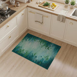 Serene Teal Tree Silhouette Area Rug