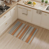 ODIKA Modern Orange and Grey Striped Washable Area Rug - Low Pile Non-Slip Pet & Kid Friendly Carpet