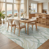 Sage Green Botanical Leaf Rug