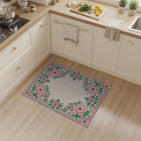 Ornate Pink Peony Border Area Rug