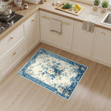 Blue and Teal Floral Vintage Blue Floral Vintage Area Rug