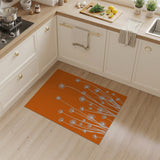 White Dandelion Silhouettes on Vibrant Orange Area Rug