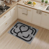Black White Racing Track Area Rug