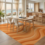 Orange Wave Abstract Area Rug