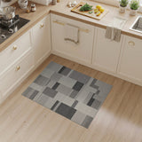 Geometric Modern Black White Geometric Block Rug