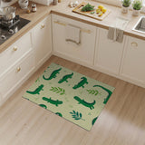 Green Kids Cartoon Playful Green Crocodile Cartoon Area Rug