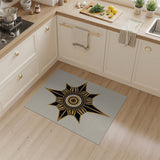 Gold Black Starburst Tribal Area Rug