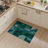 Blue and Teal Teal Green Geometric Abstract Area Rug