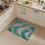 Blue and Teal Palm Leaf Coastal Area Rug