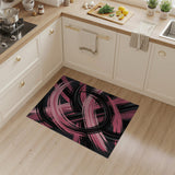 ODIKA Modern Abstract Brushstroke Pink & Black Washable Area Rug
